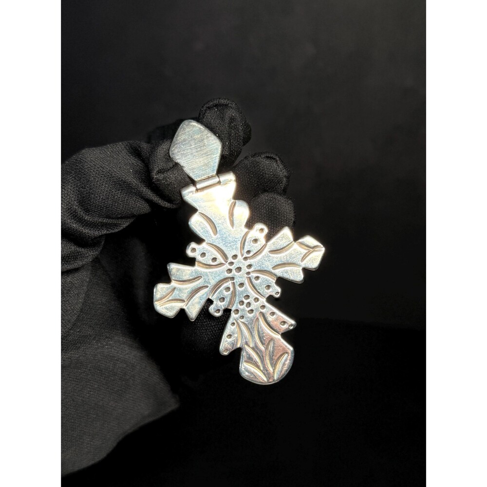 Taxco Heavy Sterling Silver Cross Pendant TM-11 Chunky Swivel Bail